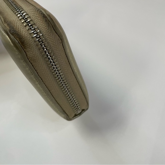 Coach Womens Wallet Zip Around Accordion Off White Metallic Gold Leather #0693 - Picture 2 of 15